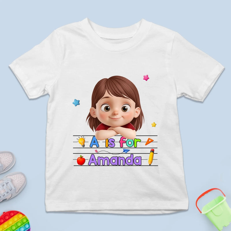 Custom Kids T-shirt - Personalized Back To School Gifts For Kids - Learning Starts With Me