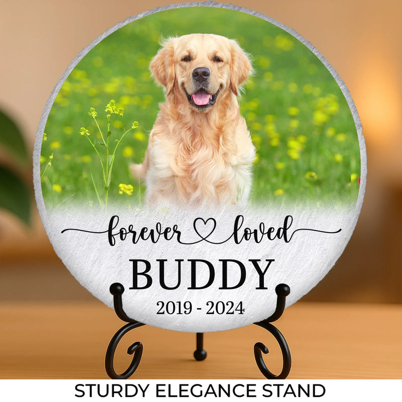 Custom Photo Your Paw Prints Are Forever In My Heart - Memorial Personalized Custom Round Shaped Stone With Stand - Sympathy Gift For Pet Owners, Pet Lovers