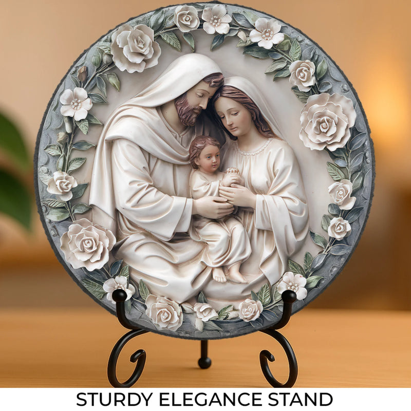 Faith, Hope, And Love - Family Personalized Custom 3D Effect Printed Round Shaped Stone With Stand - Gift For Family Members