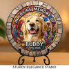 Custom Photo My Pawprints May No Longer Be In Your House - Memorial Personalized Custom 3D Mosaic Faux Stained Glass Print Round Shaped Memorial Stone - Sympathy Gift For Pet Owners, Pet Lovers