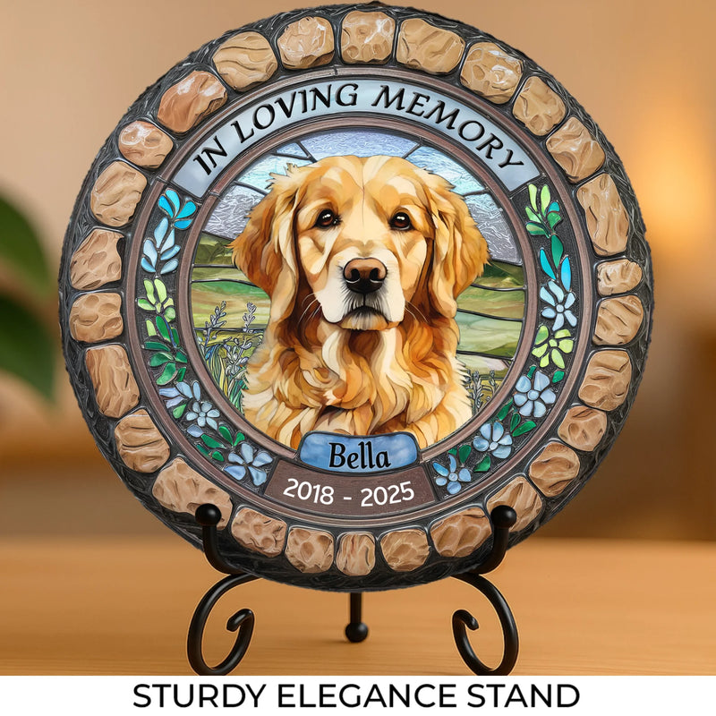 Custom Photo No Greater Companion, No Better Friend - Memorial Personalized Custom 3D Mosaic Faux Stained Glass Print Round Shaped Memorial Stone - Sympathy Gift For Pet Owners, Pet Lovers