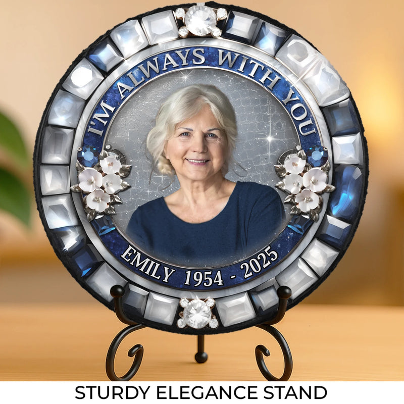 Custom Photo Heaven Gained What We Lost - Memorial Personalized Custom Round Shaped Stone With Stand - Sympathy Gift For Family Members