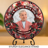 Custom Photo Your Love Lingers In The Little Things - Memorial Personalized Custom Round Shaped Stone With Stand - Sympathy Gift For Family Members