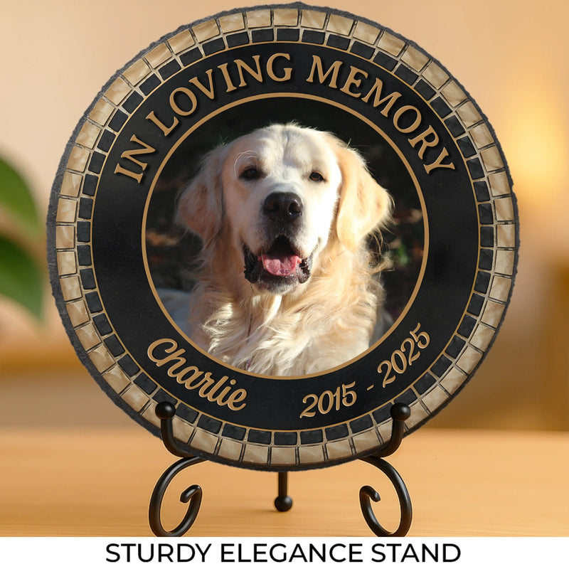 Custom Photo In Loving Memory Of A Faithful Friend - Memorial Personalized Custom Round Shaped Stone With Stand - Sympathy Gift For Pet Owners, Pet Lovers