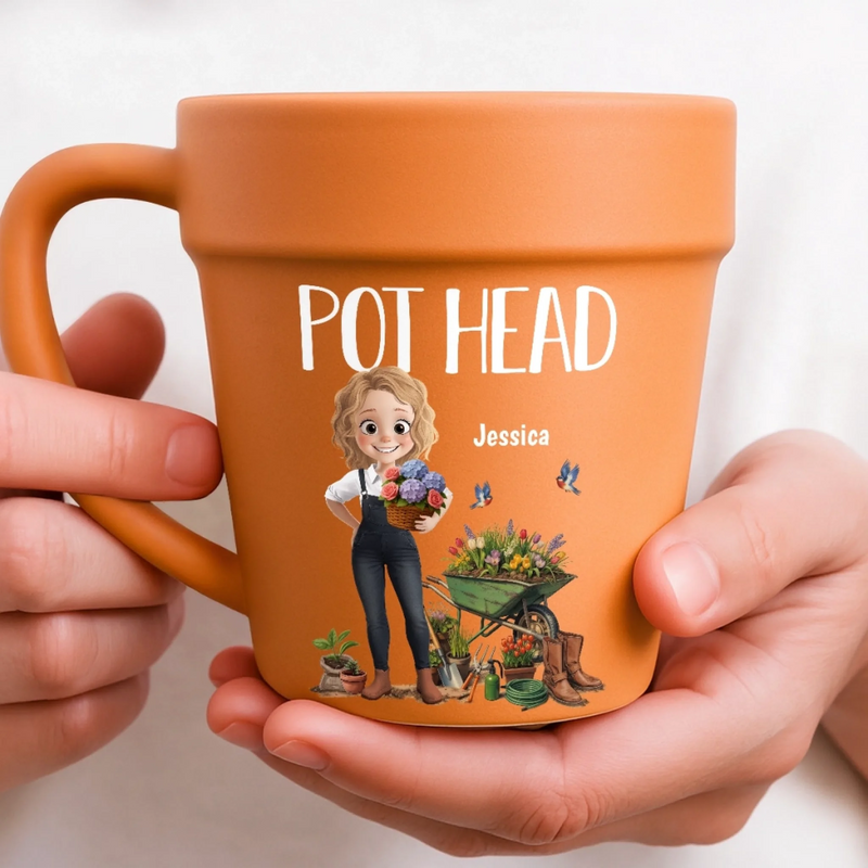 Custom Plant Pot Ceramic Mug - Personalized Garden Gifts For Gardeners - Plant Whisperer - Flower Pot Mug
