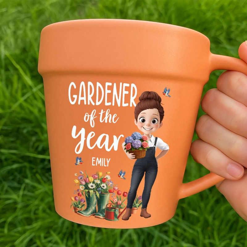 Custom Plant Pot Ceramic Mug - Personalized Garden Gifts For Gardeners - Plant Parent Vibes - Flower Pot Mug