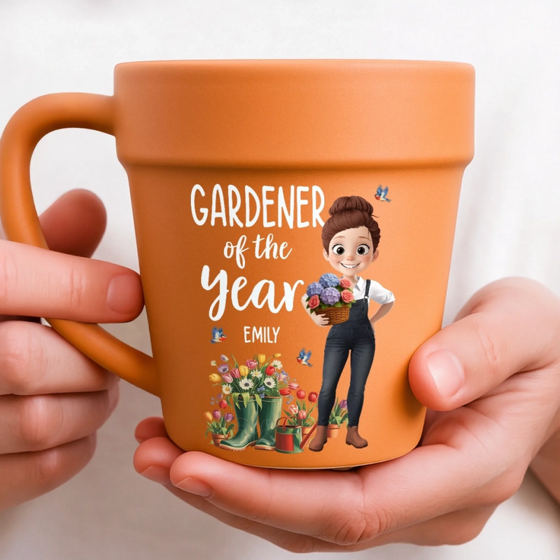Custom Plant Pot Ceramic Mug - Personalized Garden Gifts For Gardeners - Plant Parent Vibes - Flower Pot Mug