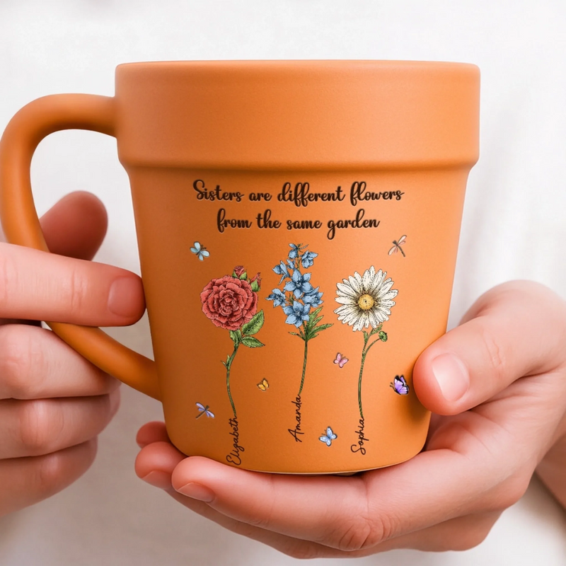 Custom Plant Pot Ceramic Mug - Personalized Best Friend Birthday Gifts For Women - You’re My Favorite Flower -  Flower Pot Mug
