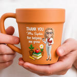 Custom Teacher Name Thank You Gifts - Personalized Plant Pot Mug