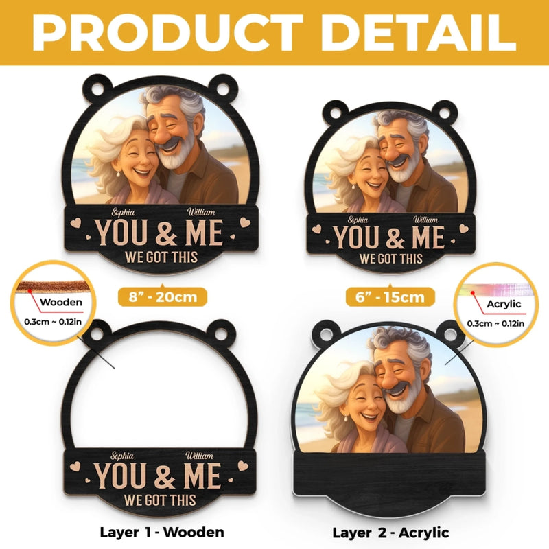 Custom Photo Window Hanging Suncatcher Ornament - Personalized Anniversary Wedding Gifts For Husband And Wife, Him And Her - Love Grows Stronger With Time