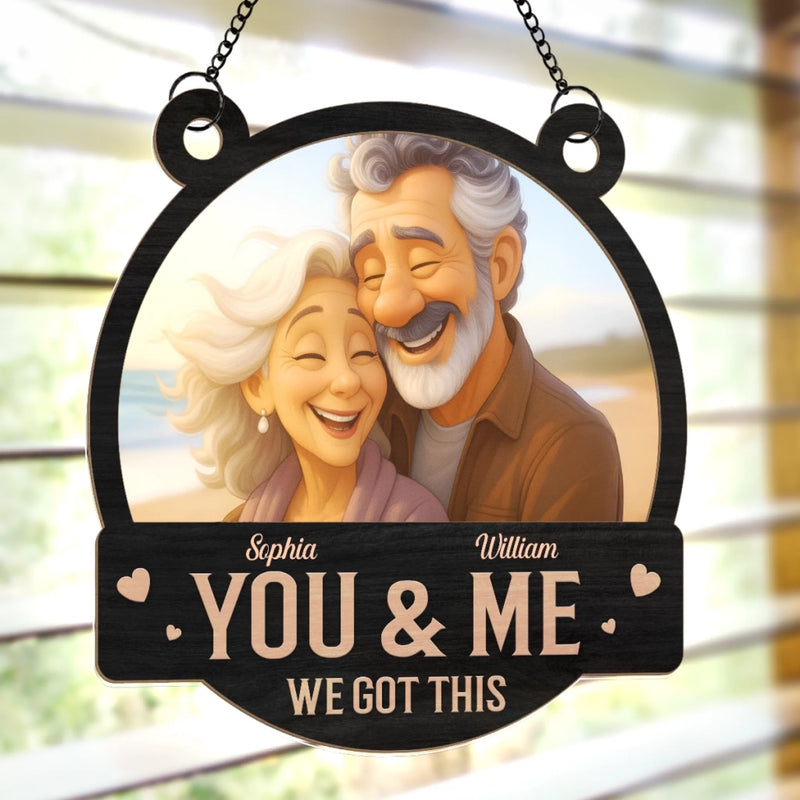 Custom Photo Window Hanging Suncatcher Ornament - Personalized Anniversary Wedding Gifts For Husband And Wife, Him And Her - Love Grows Stronger With Time