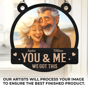 Custom Photo Window Hanging Suncatcher Ornament - Personalized Anniversary Wedding Gifts For Husband And Wife, Him And Her - Love Grows Stronger With Time