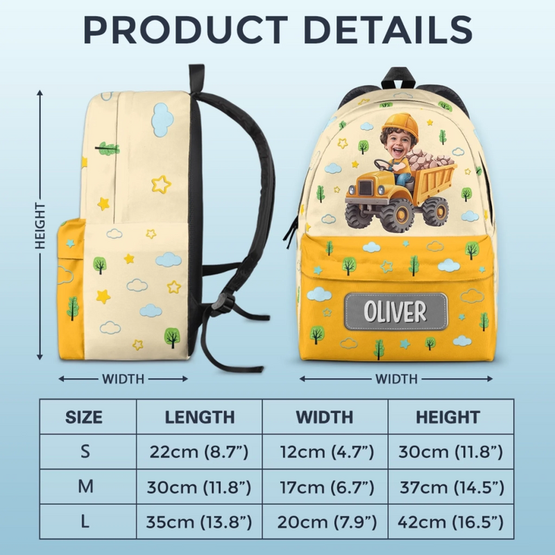 Custom Photo Kids Backpack - Personalized Back To School Gifts For Kids - Hero In Training Mode