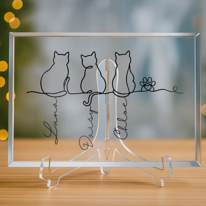 Custom Rectangle Shaped Acrylic Plaque - Personalized Pet Memorial Sympathy Gifts For Cats - Forever Feline Friends