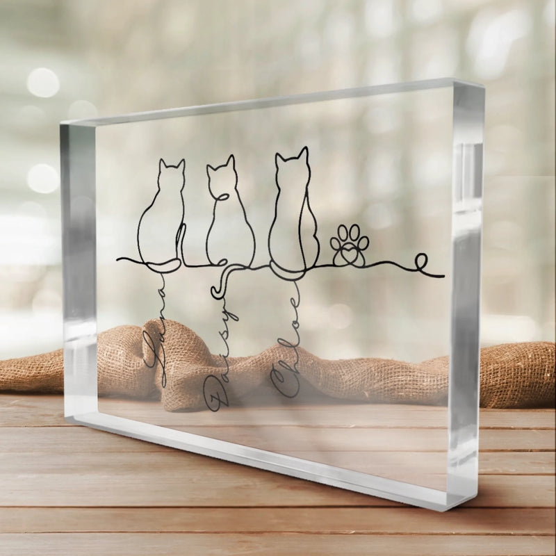 Custom Rectangle Shaped Acrylic Plaque - Personalized Pet Memorial Sympathy Gifts For Cats - Forever Feline Friends