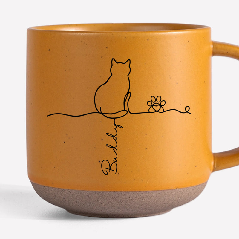 Custom Printed Pottery Mug - Personalized Pet Memorial Sympathy Gifts For Cats - Minimalist, Maximum Love