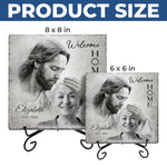 Custom Photo Welcome Home - Memorial Personalized Custom Square Shaped Stone With Stand - Sympathy Gift For Family Members