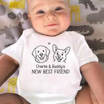 Custom Name New Best Friend Gifts for Dog Lovers - Personalized Baby Onesies