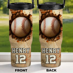 Custom Kids 30oz Tumbler With Handle - Personalized Back To School Gifts For Kids, Baseball Players - Swing Hard, Play Like Pros