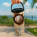 Custom Kids 30oz Tumbler With Handle - Personalized Back To School Gifts For Kids, Baseball Players - Swing Hard, Play Like Pros