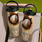 Custom Kids 30oz Tumbler With Handle - Personalized Back To School Gifts For Kids, Baseball Players - Swing Hard, Play Like Pros