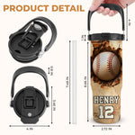 Custom Kids 30oz Tumbler With Handle - Personalized Back To School Gifts For Kids, Baseball Players - Swing Hard, Play Like Pros