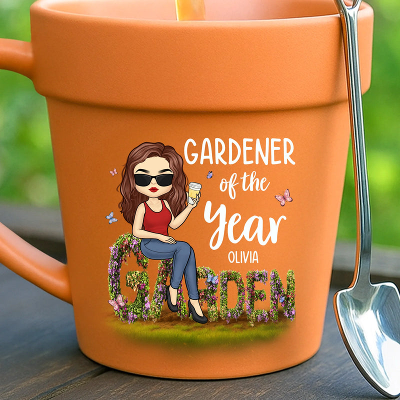 Custom Plant Pot Ceramic Mug - Personalized Garden Gifts For Gardeners - Gardener Of The Year Award - Flower Pot Mug