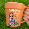 Custom Plant Pot Ceramic Mug - Personalized Garden Gifts For Gardeners, Dog Lovers, Dog Dad And Mom - Green Thumb, Golden Heart - Flower Pot Mug