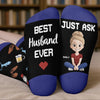 Custom Crew Socks - Personalized Anniversary Wedding Gifts For Husband And Wife, Him And Her - Wife’s Favorite Human