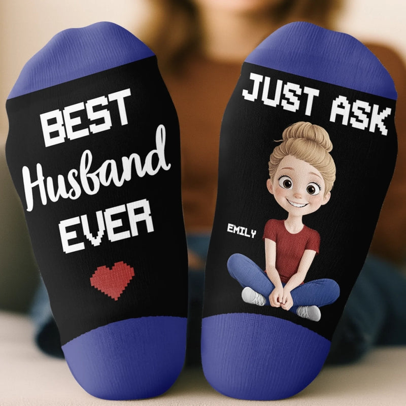 Custom Crew Socks - Personalized Anniversary Wedding Gifts For Husband And Wife, Him And Her - Wife’s Favorite Human