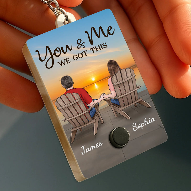 Custom Acrylic Keychain With Voice Recorder - Personalized Anniversary Wedding Gifts For Husband And Wife, Him And Her - Journey Together, Sunset Forever