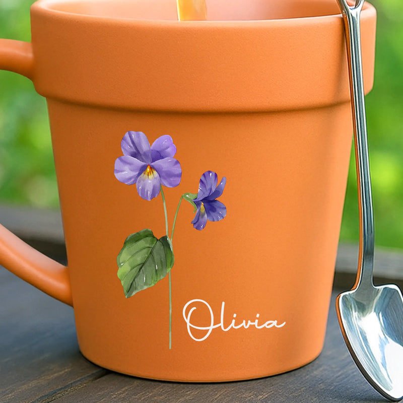Custom Plant Pot Ceramic Mug - Personalized Garden Gifts For Gardeners, Best Friends, Family - Grow With Love - Flower Pot Mug