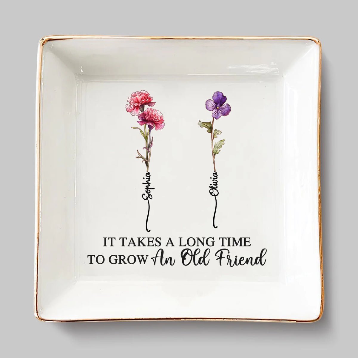Custom Jewelry Dish - Personalized Best Friend Birthday Gifts For Women - Together We Grow, Together We Thrive