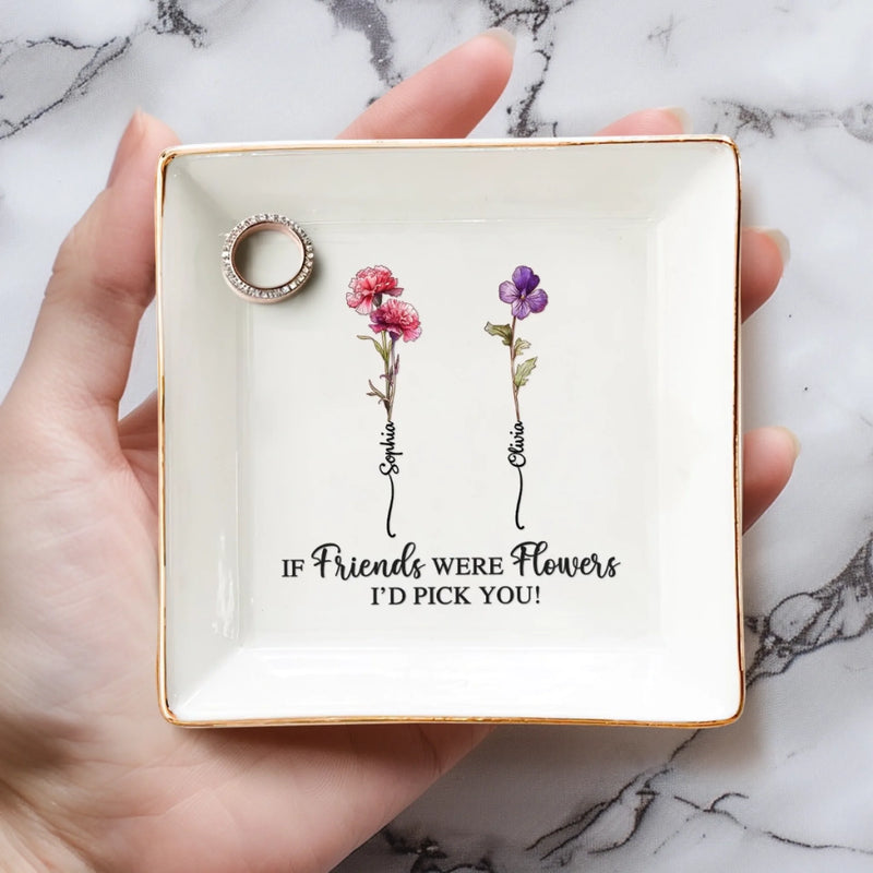 Custom Jewelry Dish - Personalized Best Friend Birthday Gifts For Women - Together We Grow, Together We Thrive