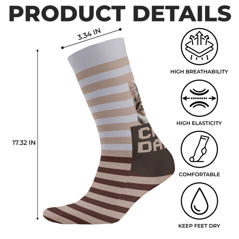 Custom Photo Crew Socks - Personalized Birthday Gifts For Dog Cat Lovers, Dog Dad And Mom, Cat Owners - World’s Okayest Cat Dad