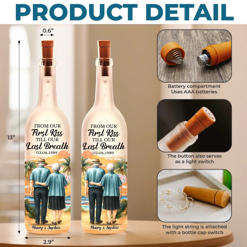 Custom Bottle Lamp - Personalized Anniversary Wedding Gifts For Husband And Wife, Him And Her - Together From First Kiss To Always