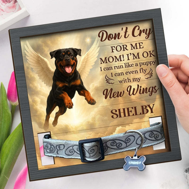 Custom Photo Pet Loss Sign, Collar Frame - Personalized Pet Memorial Sympathy Gifts For Dogs - My Spirit Soars Above
