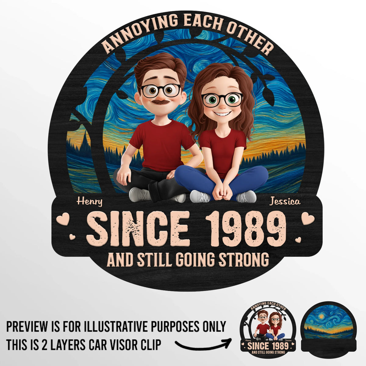 Custom Car Visor Clip - Personalized Anniversary Wedding Gifts For Husband And Wife, Him And Her - Old But Gold, Weird But Together