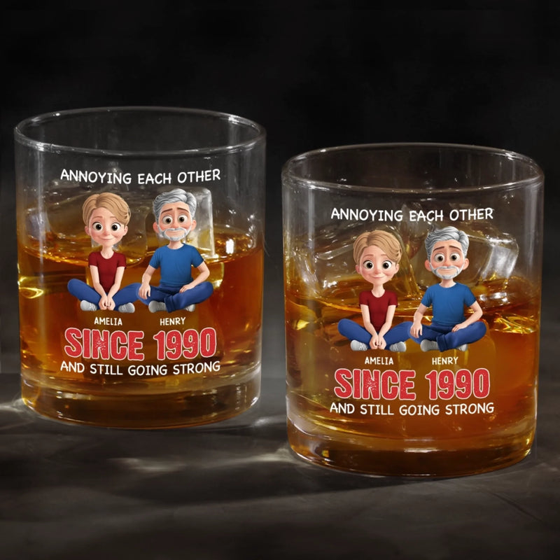 Custom Whiskey Glass - Personalized Anniversary Wedding Gifts For Husband And Wife, Him And Her - Love You, Even When You Snore