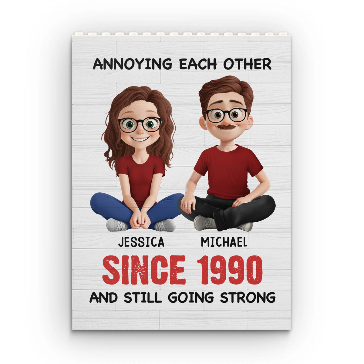 Blocs de construction rectangulaires verticaux personnalisés - Cadeaux d'anniversaire de mariage personnalisés pour mari et femme, lui et elle - On s'embête toujours au quotidien