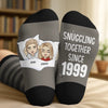 Custom Crew Socks - Personalized Anniversary Wedding Gifts For Husband And Wife, Him And Her - Snuggling Together Since
