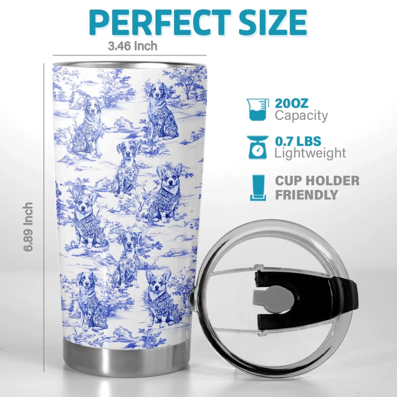 Custom Tumbler - Personalized Birthday Gifts For Dog Lovers, Dog Dad And Mom - Dogs And Dreams In Blue