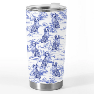 Custom Tumbler - Personalized Birthday Gifts For Dog Lovers, Dog Dad And Mom - Dogs And Dreams In Blue