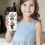 Custom 3D Inflated Effect Printed Kids Water Bottle - Personalized Back To School Gifts For Kids - I Am Brave Bold And Smart