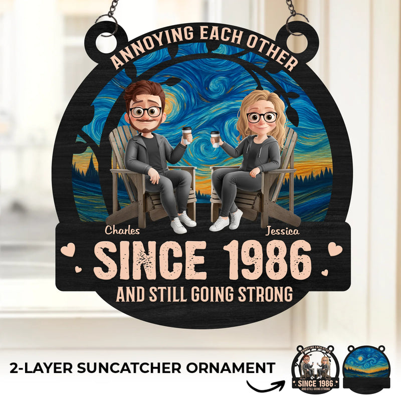 Custom Window Hanging Suncatcher Ornament - Personalized Anniversary Wedding Gifts For Husband And Wife, Him And Her - Built On Jokes, Sealed With A Kiss