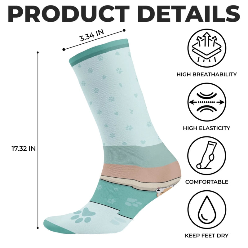 Custom Crew Socks - Personalized Birthday Gifts For Dog Lovers, Dog Dad And Mom - I Like To Stay In Bed With My Dog