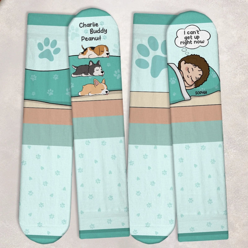 Custom Crew Socks - Personalized Birthday Gifts For Dog Lovers, Dog Dad And Mom - I Can't Get Up Right Now