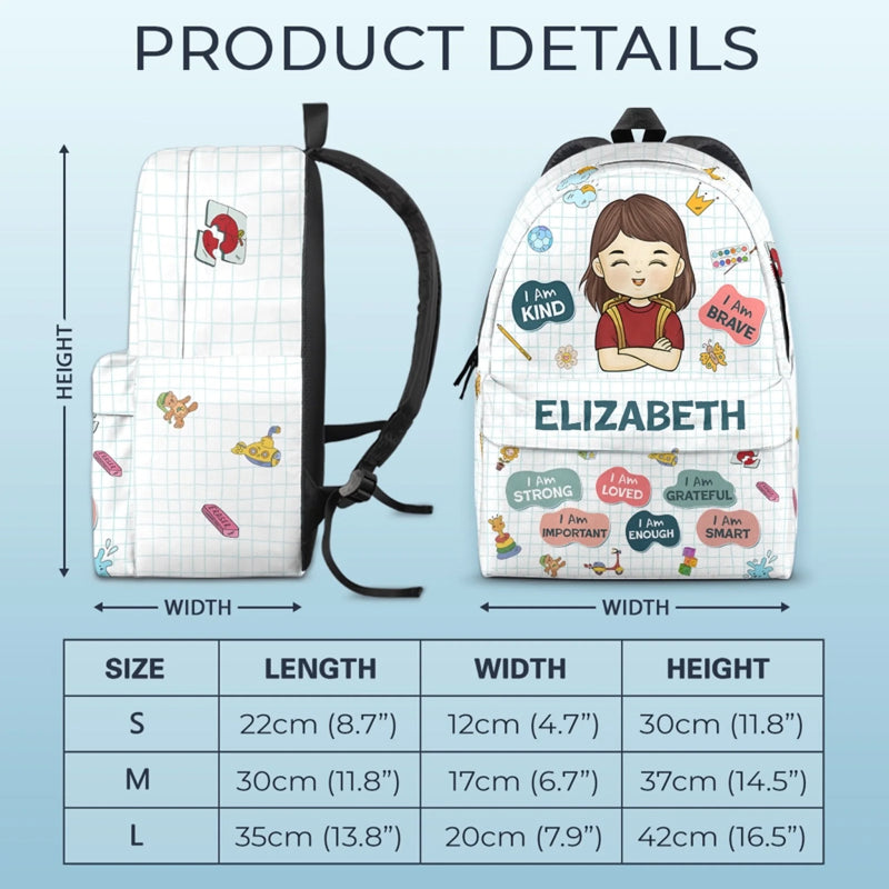 Custom Kids Backpack, Water Bottle, Lunch Bag - Personalized Back To School Gifts For Kids - I Am Kind, I Am Grateful