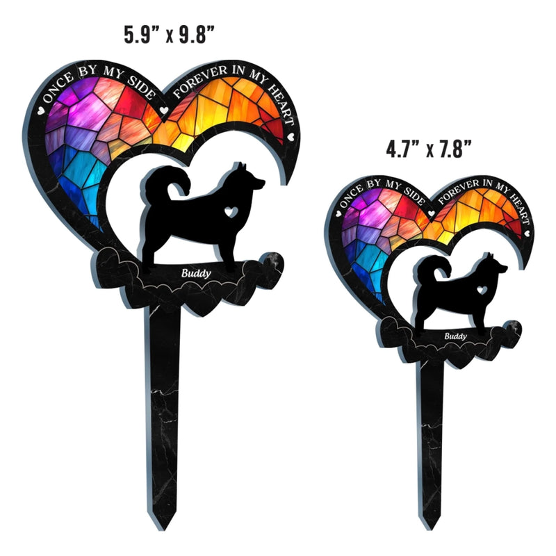 Heaven Gained A Furry Angel - Memorial Personalized Custom Stain Glass Style Acrylic Garden Stake - Sympathy Gift For Pet Owners, Pet Lovers
