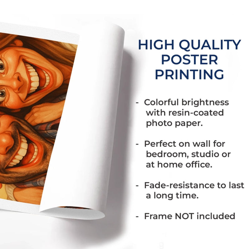 Custom Photo Funny Caricature Vertical Poster - Personalized Anniversary Wedding Gifts For Husband And Wife, Him And Her - Congratulations, You’re Stuck With Me